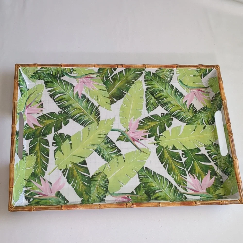 Tommy Bahama Palm Leave & Birds Of Paradise Melamine Serving Tray 19 5